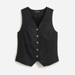 J.Crew Classic Black Slim-fit Vest In Linen 8